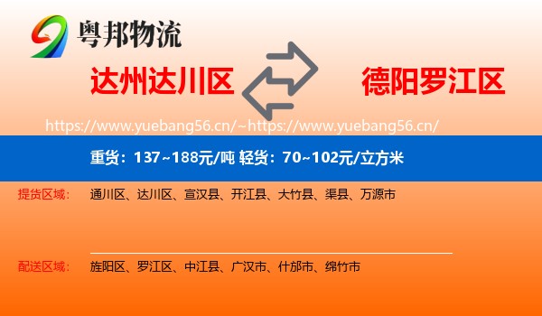 达州达川区到罗江区物流