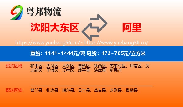 沈阳大东区到阿里物流