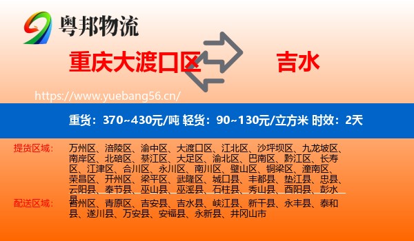 重庆大渡口区到吉水县物流专线名片