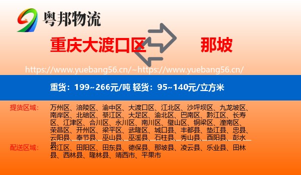 重庆大渡口区到那坡县物流