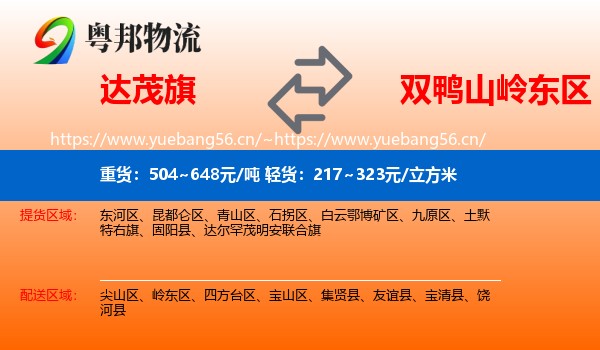 达尔罕茂明安联合旗到岭东区物流专线