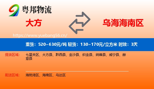 大方到海南区物流专线名片