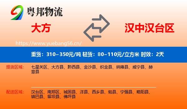 大方到汉台区物流专线名片
