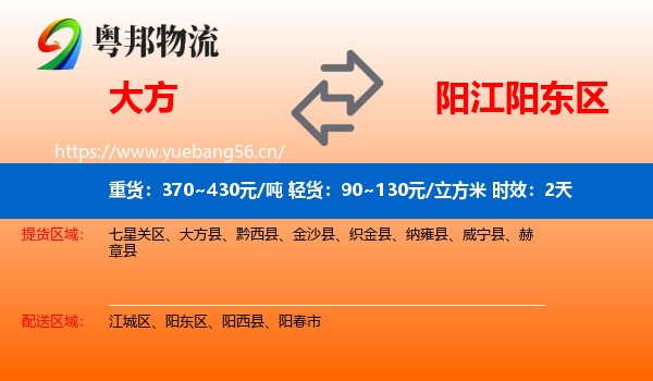 大方到阳东区物流专线名片