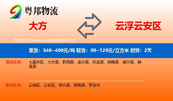 大方到云安区物流专线名片