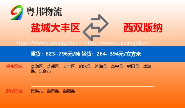盐城大丰区到西双版纳物流