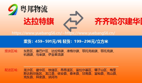 达拉特旗到建华区物流专线