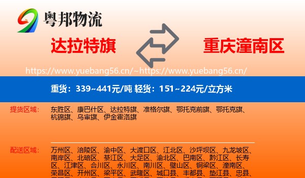 达拉特旗到潼南区物流