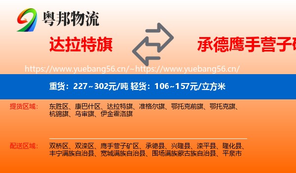 达拉特旗到鹰手营子矿区物流