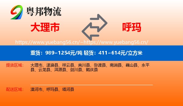 大理市到呼玛县物流