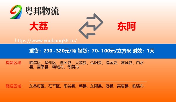 大荔到东阿县物流专线名片