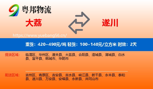 大荔到遂川县物流专线名片