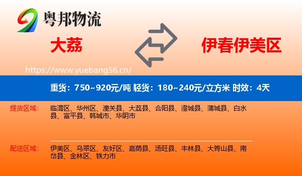 大荔到伊美区物流专线名片