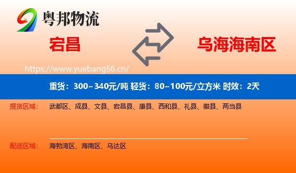 宕昌到海南区物流专线名片
