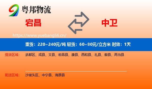 宕昌到中卫物流专线名片