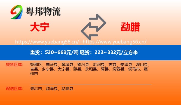 大宁到勐腊县物流