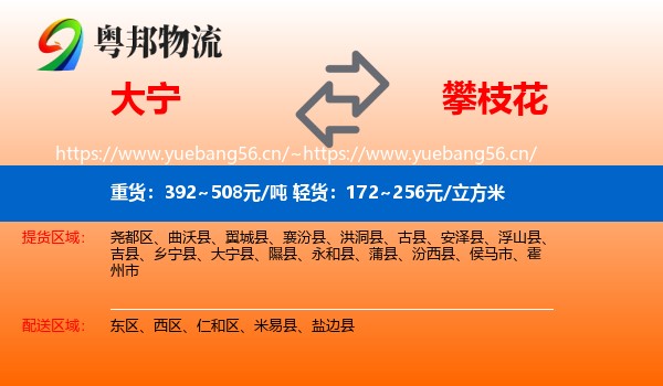 大宁到攀枝花物流