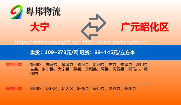 大宁到昭化区物流