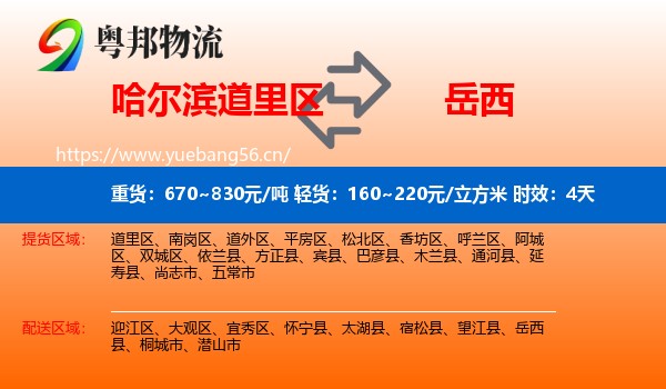 哈尔滨道里区到岳西县物流 哈尔滨道里区到岳西县物流专线名片