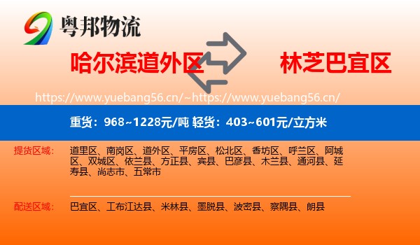 哈尔滨道外区到巴宜区物流