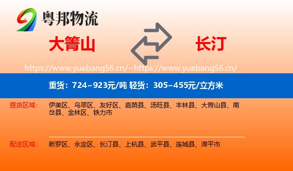 大箐山到长汀县物流