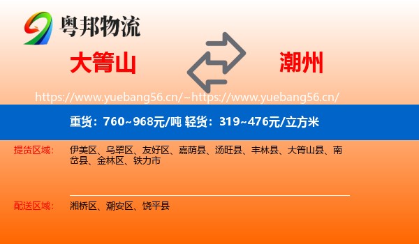 大箐山到潮州物流