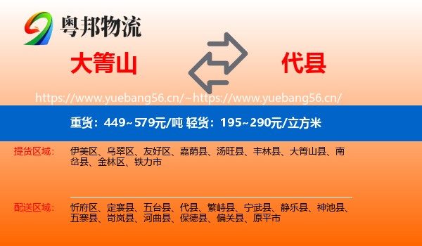 大箐山到代县物流