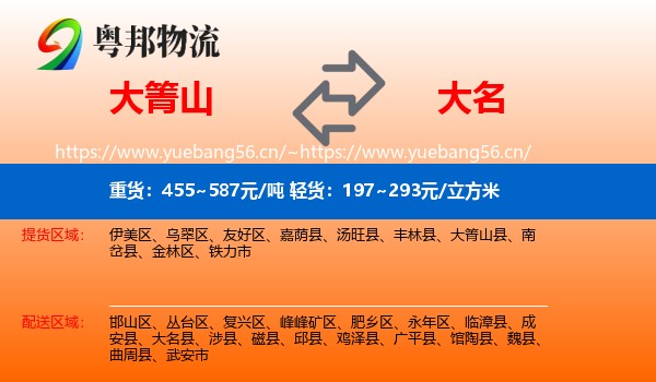 大箐山到大名县物流