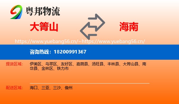 大箐山县到海南物流专线