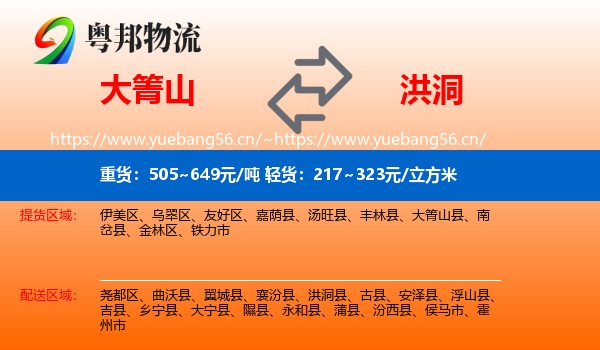 大箐山到洪洞县物流