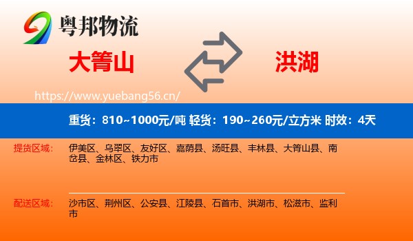大箐山到洪湖市物流 大箐山到洪湖市物流专线名片