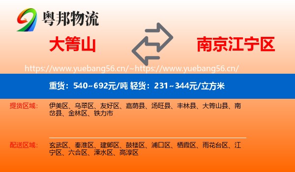 大箐山到江宁区物流