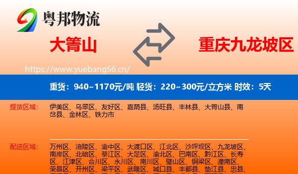 大箐山到九龙坡区物流专线名片