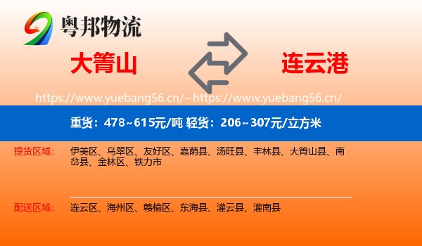 大箐山县到连云港物流专线