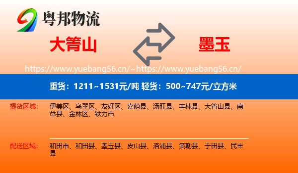 大箐山到墨玉县物流