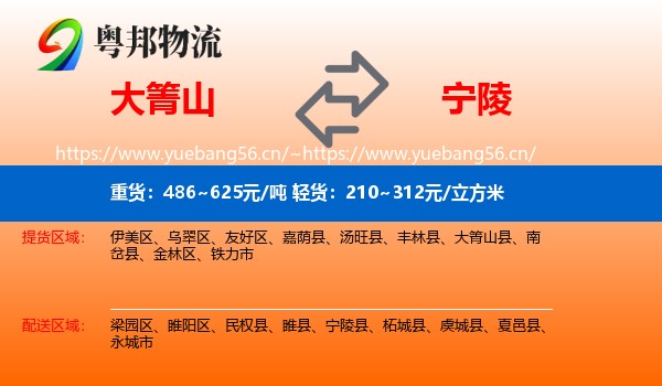 大箐山到宁陵县物流