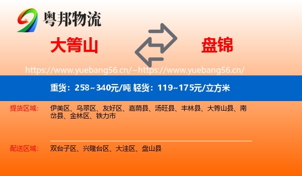 大箐山县到盘锦物流专线