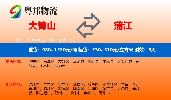 大箐山到蒲江县物流专线名片