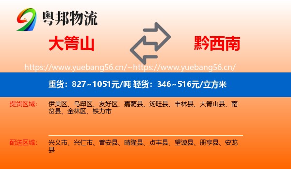 大箐山到黔西南物流