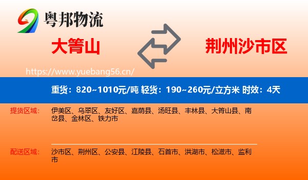 大箐山到沙市区物流 大箐山到沙市区物流专线名片