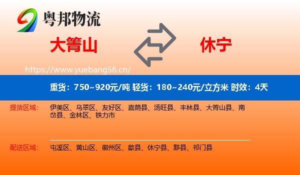 大箐山到休宁县物流专线名片