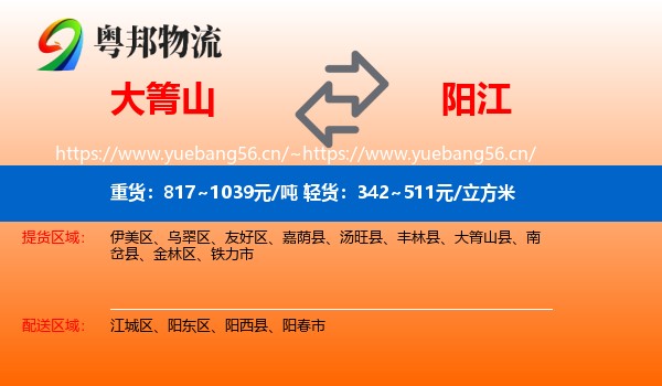 大箐山到阳江物流