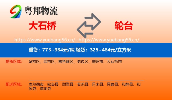 大石桥到轮台县物流