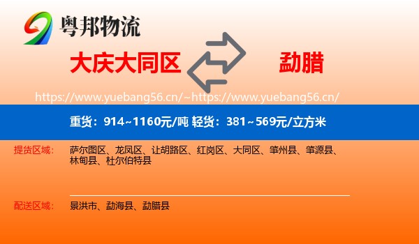 大庆大同区到勐腊县物流