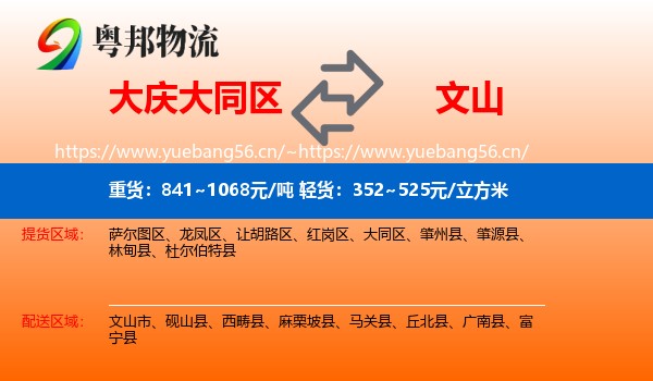 大庆大同区到文山物流
