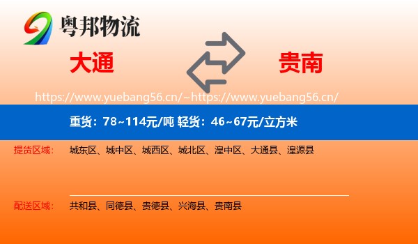 大通到贵南县物流