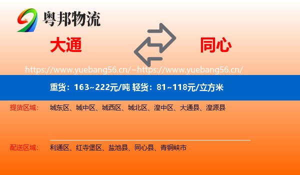 大通到同心县物流