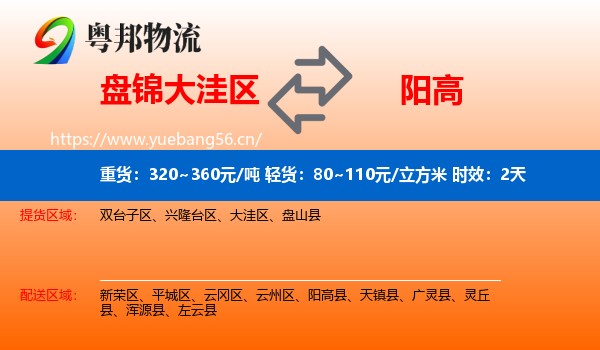 盘锦大洼区到阳高县物流 盘锦大洼区到阳高县物流专线名片
