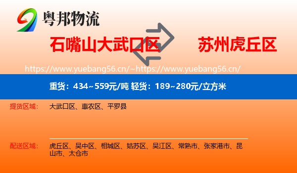 石嘴山大武口区到虎丘区物流