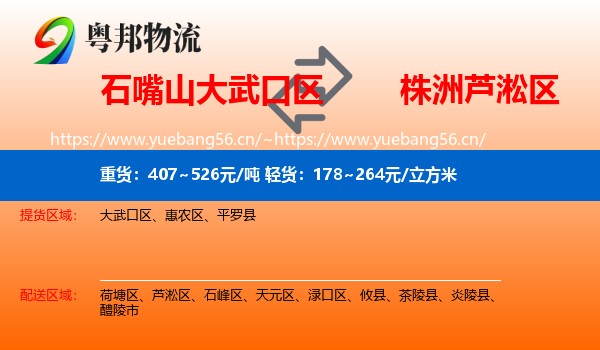 石嘴山大武口区到芦淞区物流